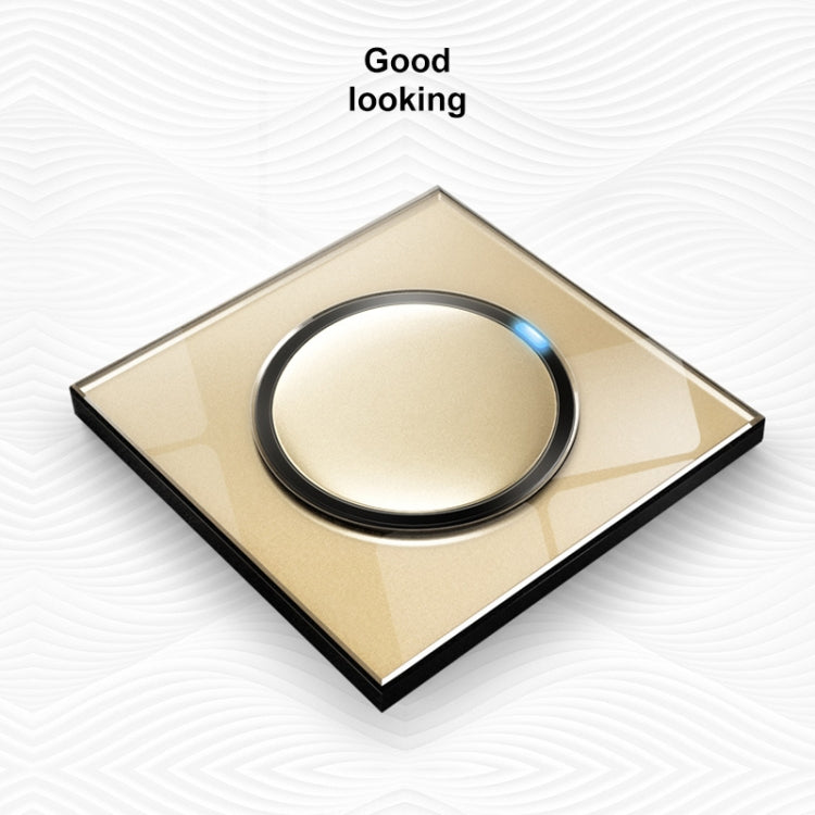 86mm Round LED Tempered Glass Switch Panel, Gold Round Glass, Style:Two Billing Control - Consumer Electronics by buy2fix | Online Shopping UK | buy2fix