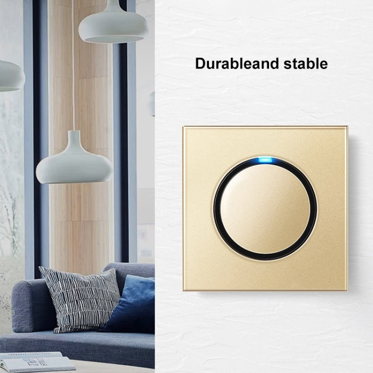 86mm Round LED Tempered Glass Switch Panel, Gold Round Glass, Style:TV Socket - Consumer Electronics by buy2fix | Online Shopping UK | buy2fix