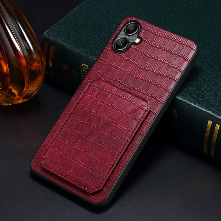 For Samsung Galaxy S23 FE 5G Denior Imitation Crocodile Leather Back Phone Case with Holder(Rose Red) - Galaxy S23 FE 5G Cases by Denior | Online Shopping UK | buy2fix