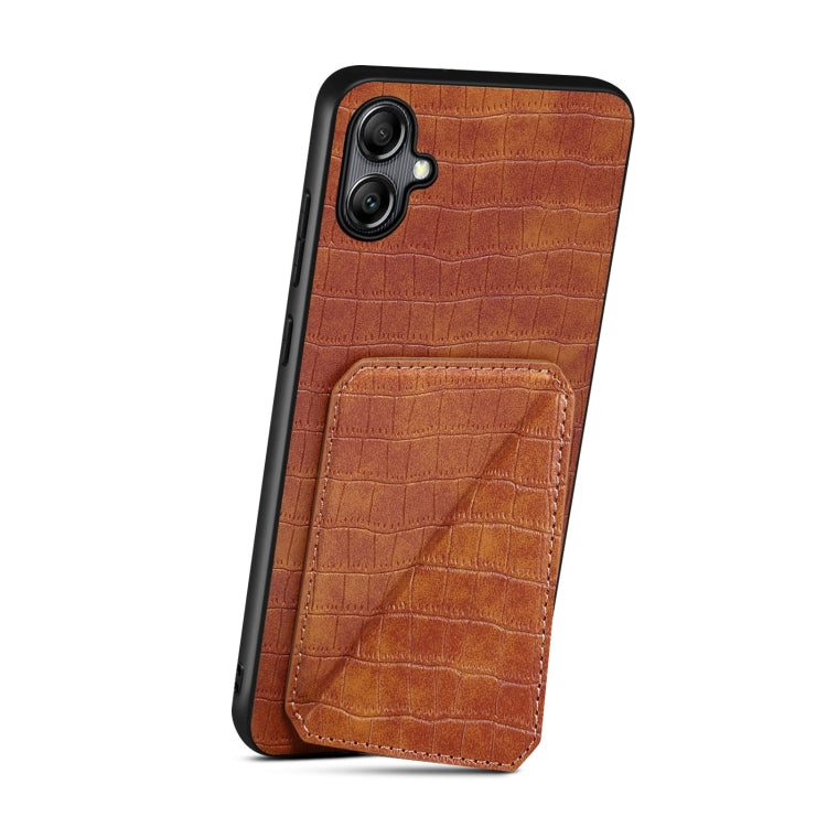 For Samsung Galaxy S23 Ultra 5G Denior Imitation Crocodile Leather Back Phone Case with Holder(Brown) - Galaxy S23 Ultra 5G Cases by Denior | Online Shopping UK | buy2fix