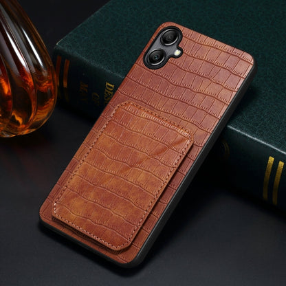 For Samsung Galaxy S23 Ultra 5G Denior Imitation Crocodile Leather Back Phone Case with Holder(Brown) - Galaxy S23 Ultra 5G Cases by Denior | Online Shopping UK | buy2fix