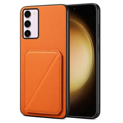 For Samsung Galaxy S23+ 5G Denior Imitation Calf Leather Back Phone Case with Holder(Orange) - Galaxy S23+ 5G Cases by Denior | Online Shopping UK | buy2fix