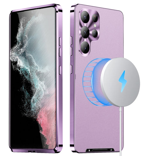 For Samsung Galaxy S22 Ultra 5G MagSafe Magnetic Plain Metal Phone Case(Purple) - Galaxy S22 Ultra 5G Cases by buy2fix | Online Shopping UK | buy2fix