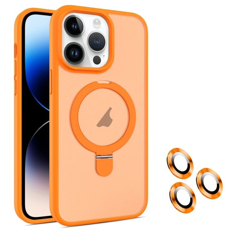 For iPhone 14 Pro MagSafe Magnetic Holder Phone Case(Orange) - iPhone 14 Pro Cases by buy2fix | Online Shopping UK | buy2fix