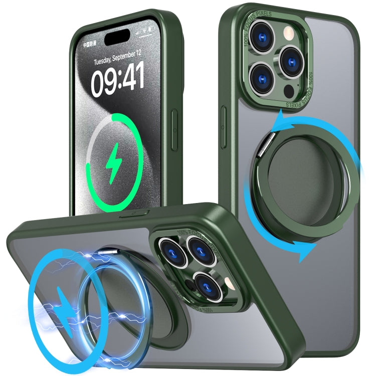 For iPhone 15 Pro 360-degree Rotating MagSafe Magnetic Holder Phone Case(Green) - iPhone 15 Pro Cases by buy2fix | Online Shopping UK | buy2fix