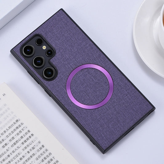 For Samsung Galaxy S24 Ultra 5G Magsafe Magnetic Ring Cloth Texture Phone Case(Purple) - Galaxy S24 Ultra 5G Cases by buy2fix | Online Shopping UK | buy2fix
