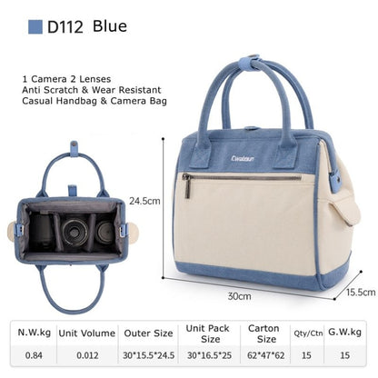 Cwatcun D112 Contrast Canvas Camera Bag One-shoulder Cross-body Tote Bag, Size:24.5 x 30 x 15.5cm(Blue) - Strap Satchel by Cwatcun | Online Shopping UK | buy2fix