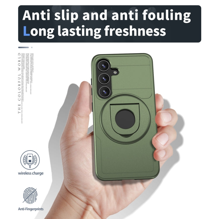 For Samsung Galaxy S24+ 5G MagSafe Ring Holder Armor Phone Case(Olive Green) - Galaxy S24+ 5G Cases by buy2fix | Online Shopping UK | buy2fix