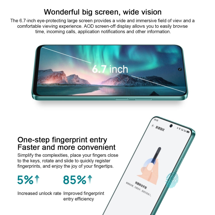 HUAWEI Enjoy 70 Pro, 8GB+256GB, Side Fingerprint Identification, 6.7 inch HarmonyOS 4.0 Qualcomm Snapdragon 680 Octa Core 2.4GHz, Network: 4G, OTG, Not Support Google Play(Green) - Huawei Mate & P by Huawei | Online Shopping UK | buy2fix