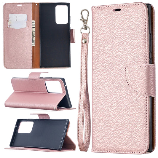 For Samsung Galaxy Note20 Ultra Litchi Texture Pure Color Horizontal Flip Leather Case with Holder & Card Slots & Wallet & Lanyard(Rose Gold) - Samsung Accessories by buy2fix | Online Shopping UK | buy2fix