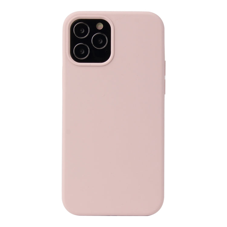 For iPhone 12 / 12 Pro Solid Color Liquid Silicone Shockproof Protective Case(Sand Pink) - iPhone 12 / 12 Pro Cases by buy2fix | Online Shopping UK | buy2fix