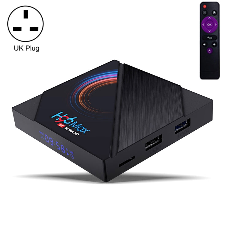 H96 Max 6K Ultra HD Smart TV Box with Remote Controller, Android 10.0, Allwinner H616 Quad Core ARM Cortex-A53, 4GB+64GB, Support TF Card / USBx2 / AV / HDMI / WIFI, UK Plug - Consumer Electronics by buy2fix | Online Shopping UK | buy2fix