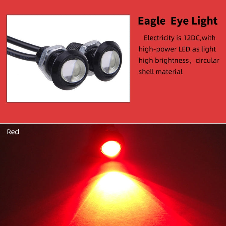 10 PCS 18mm 1.5W DC9-80V Motorcycle Eagle Eye Light Single Lens(Red Light) - Eagle Eye Lights by buy2fix | Online Shopping UK | buy2fix