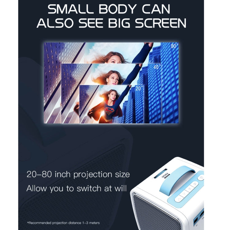 Q2 LED 1080P Mini Portable Projector Children Projector, Plug Type:UK Plug(Blue White) - Consumer Electronics by buy2fix | Online Shopping UK | buy2fix