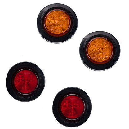 4 PCS Truck Trailer Red & Amber LED 2 inch Round Side Marker Clearance Tail Light Kits with Heat Shrink Tube - Fog / Driving Lights by buy2fix | Online Shopping UK | buy2fix