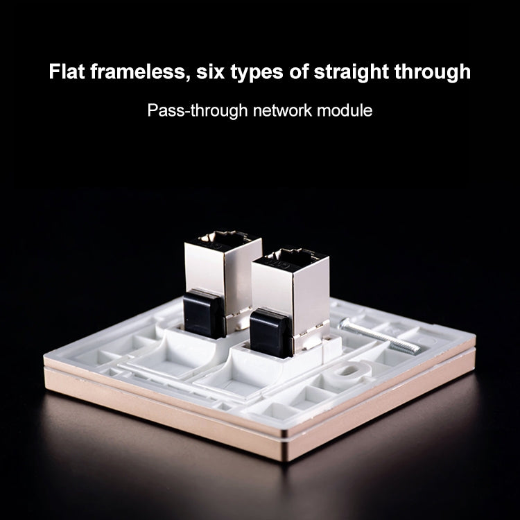 CAT.6 Shielded Pass-through Network Module, Dual Ports Panel + Shielded Pass-through (Gold) - Lan Cable and Tools by buy2fix | Online Shopping UK | buy2fix