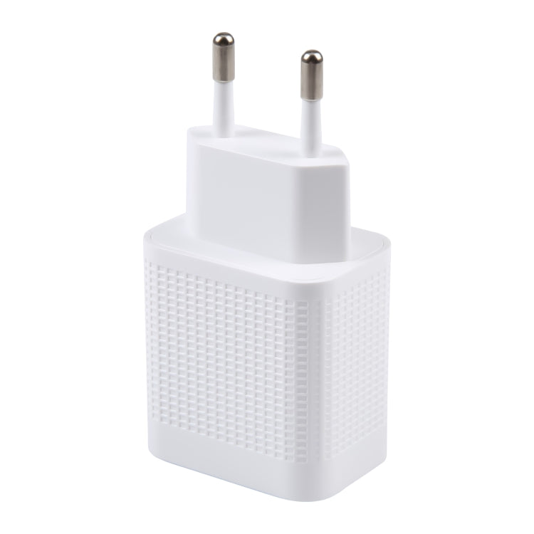 LZ-106A+C PD 20W USB-C/Type-C+QC 3.0 USB Ports Plaid Pattern Travel Charger, EU Plug(White) - USB Charger by buy2fix | Online Shopping UK | buy2fix