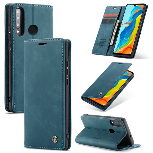 CaseMe-013 Multifunctional Retro Frosted Horizontal Flip Leather Case for Huawei P30 Lite, with Card Slot & Holder & Wallet (Blue) - Huawei Cases by CaseMe | Online Shopping UK | buy2fix