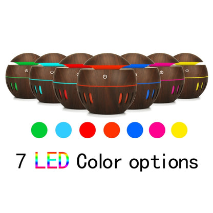 Wood Grain USB Hollowed-out Humidifier Seven Color Aromatherapy Lamp Automatic Alcohol Sprayer with Remote Control(Dark Brown-3) - Home & Garden by buy2fix | Online Shopping UK | buy2fix