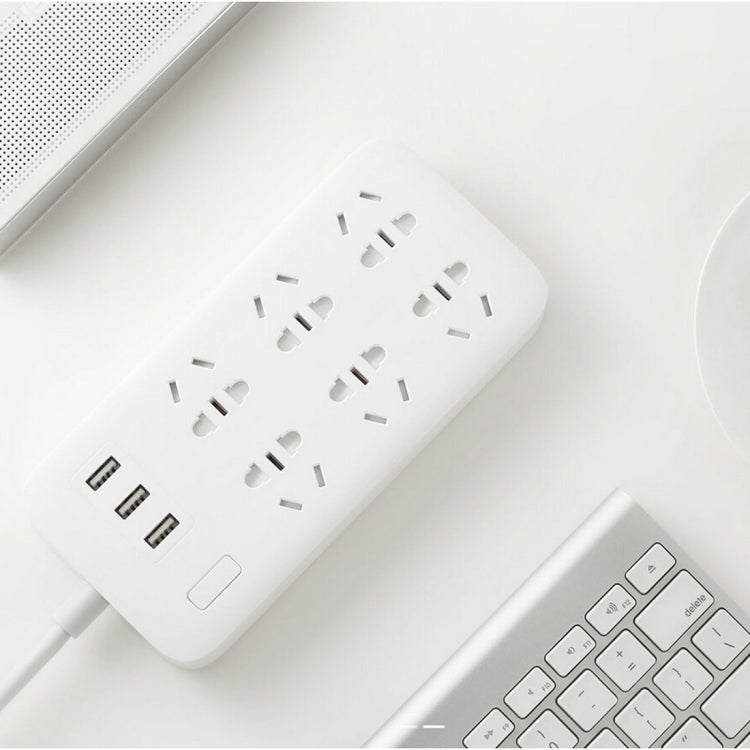 Original Xiaomi Mijia Smart 6 New Chinese Standard Sockets 5V/2.1A 3-USB Ports Power Strip Patch Board Plug Board Basic Edition with Circular Indicator Light(White) - Consumer Electronics by Xiaomi | Online Shopping UK | buy2fix
