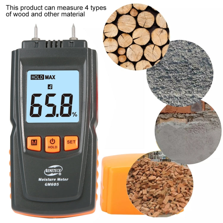 BENETECH GM605 Digital Wood Moisture Meter Humidity Tester Timber Damp Detector - Consumer Electronics by BENETECH | Online Shopping UK | buy2fix