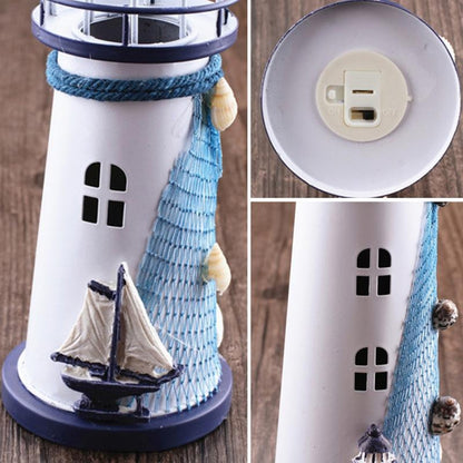 Creative Mediterranean Style Iron Handmade Flash Lighthouse, Random Style Delivery, Size: 18.5*7.5cm - Home & Garden by buy2fix | Online Shopping UK | buy2fix