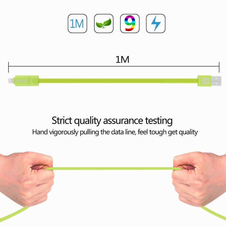 HAWEEL 1m 2 in 1 Micro USB & 8 Pin to USB Data Sync Charge Cable(Green) - Multifunction Cable by buy2fix | Online Shopping UK | buy2fix