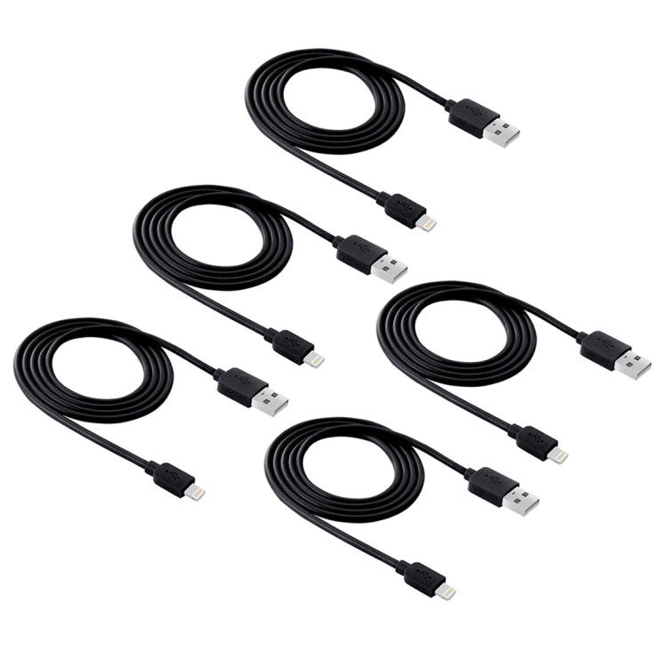 5 PCS HAWEEL 1m High Speed 8 pin to USB Sync and Charging Cable Kit for iPhone, iPad(Black) - Normal Style Cable by buy2fix | Online Shopping UK | buy2fix