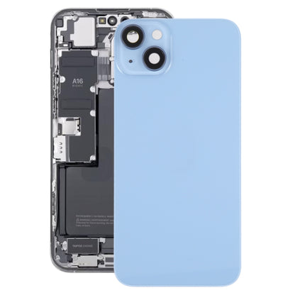 Glass Battery Back Cover with Holder for iPhone 14(Blue) -  by buy2fix | Online Shopping UK | buy2fix