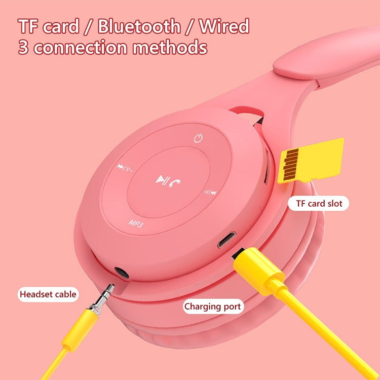 Y08 Hifi Sound Quality Macaron Bluetooth Headset, Supports Calling & TF Card & 3.5mm AUX (Blue) - Headset & Headphone by buy2fix | Online Shopping UK | buy2fix