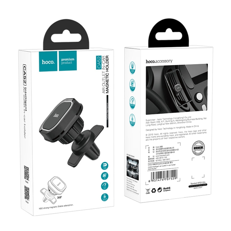 Hoco CA52 Intelligent Series Air Outlet In-car Holder (Black) - Car Holders by hoco | Online Shopping UK | buy2fix