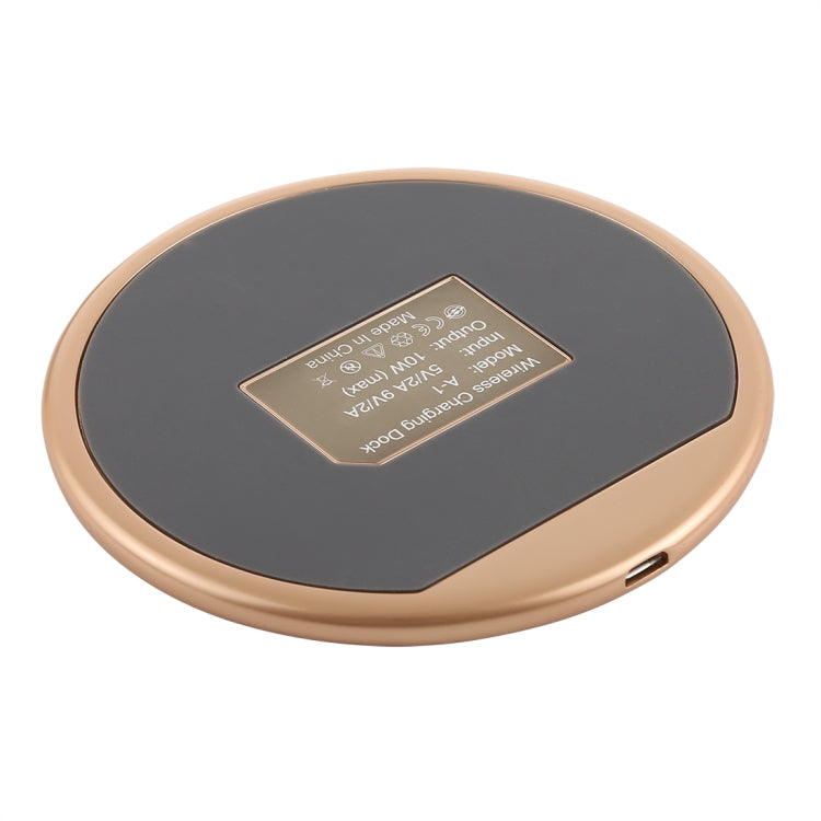 A-1 Round Shape Intelligent Qi Standard Wireless Charger, Support Fast Charging(Black+Gold) - Apple Accessories by buy2fix | Online Shopping UK | buy2fix