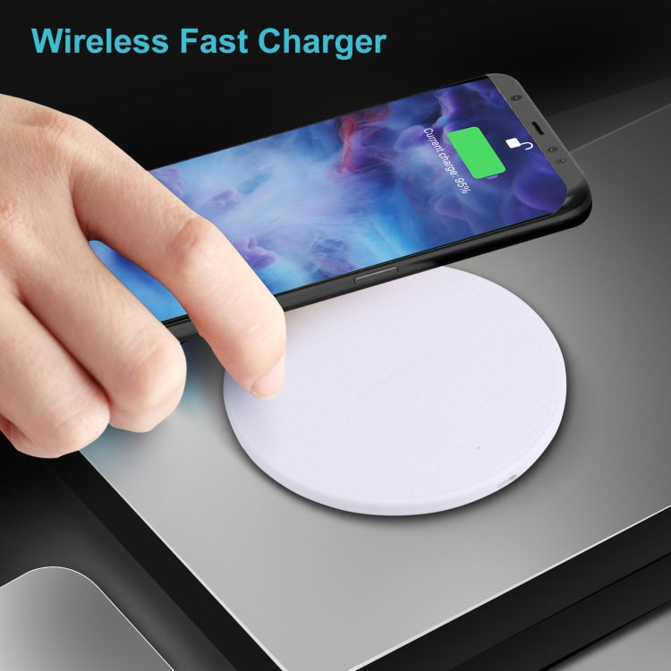 10W QI Plaid Pattern Round Plastic Wireless Charger (White) - Wireless Charger by buy2fix | Online Shopping UK | buy2fix
