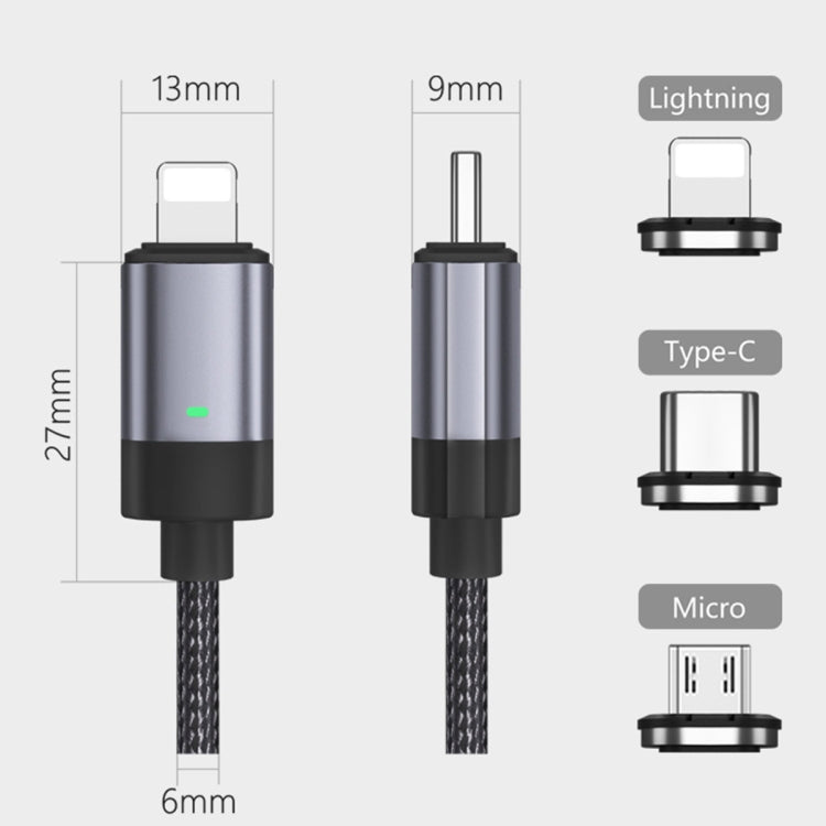 3 in 1 Fast Charging Magnetic Data Cable, Style: 1m Cable + 3 Magnetic Head -  by buy2fix | Online Shopping UK | buy2fix