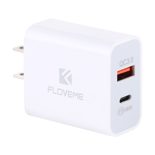 FLOVEME 18W PD + QC 3.0 Dual USB Travel Fast Charger Power Adapter, US Plug - Apple Accessories by FLOVEME | Online Shopping UK | buy2fix