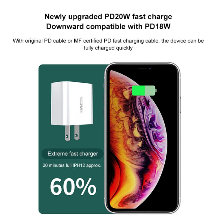 WK WP-U53 QC3.0 Charger 20W USB Type-C Maxspeed PD Fast Charger(US Plug) - Apple Accessories by WK | Online Shopping UK | buy2fix