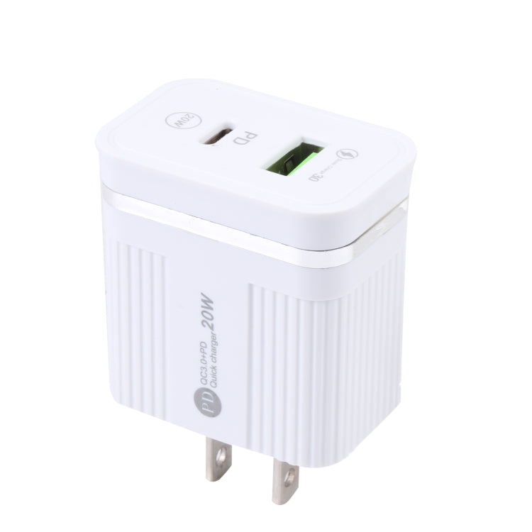 46-A2C2 20W PD + QC3.0 USB Multifunction Fast Charger,US Plug(White) - Apple Accessories by buy2fix | Online Shopping UK | buy2fix