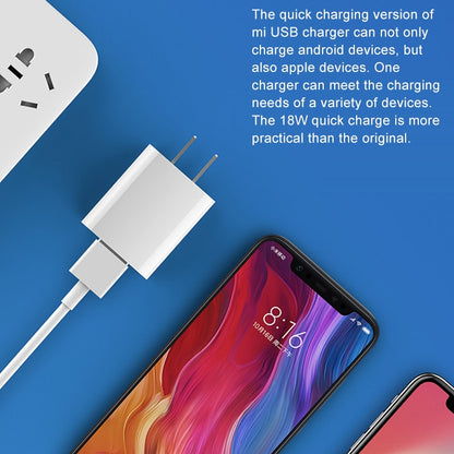 Original Xiaomi 18W Wall Charger Adapter Single Port USB Quick Charger, US Plug - Apple Accessories by Xiaomi | Online Shopping UK | buy2fix