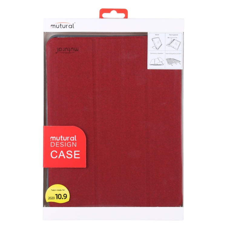 Mutural YASHI Series TPU + PU Cloth Pattern Texture Horizontal Flip Leather Case with Three-folding Holder & Pen Slot & Wake-up / Sleep Function For iPad Air 2022 / 2020 10.9(Red) - iPad Air (2022) / (2020) 10.9 Cases by Mutural | Online Shopping UK | buy2fix