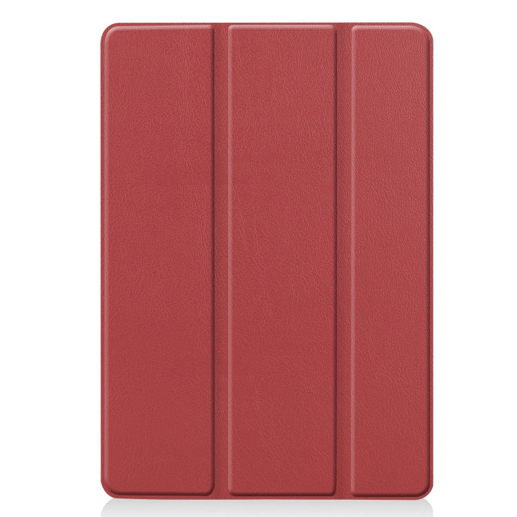 For iPad 10.2 Custer Texture Horizontal Flip Smart PU Leather Case with Sleep / Wake-up Function & Three-folding Holder (Wine Red) - iPad 10.2 Cases by buy2fix | Online Shopping UK | buy2fix