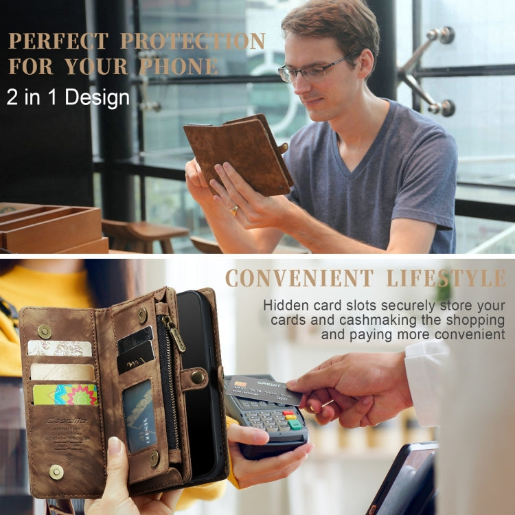 For iPhone XR CaseMe Detachable Multifunctional Horizontal Flip Leather Case with Card Slot & Holder & Zipper Wallet & Photo Frame (Brown) - More iPhone Cases by CaseMe | Online Shopping UK | buy2fix