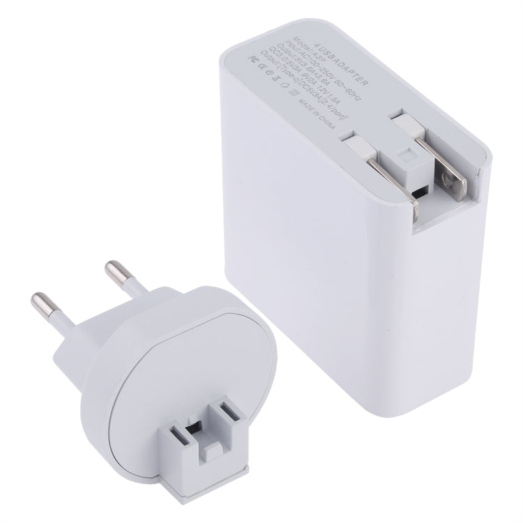 A3P 3A Max Output USB-C / Type-C + QC3.0 + Dual USB 4 Ports Wall Travel Charger, EU Plug - USB Charger by buy2fix | Online Shopping UK | buy2fix