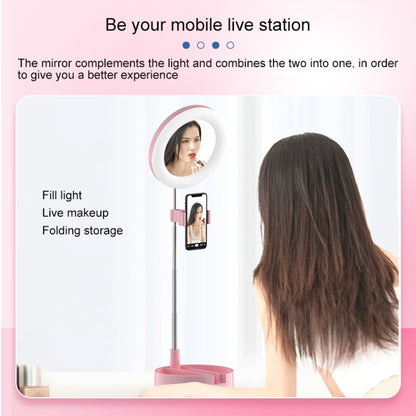 WK G3 Folding Storage Type Desktop Multi-function Live Light Makeup Mirror Holder (White) - Selfie Light by WK | Online Shopping UK | buy2fix