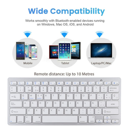 WB-8022 Ultra-thin Wireless Bluetooth Keyboard for iPad, Samsung, Huawei, Xiaomi, Tablet PCs or Smartphones, Spanish Keys(Silver) - Computer & Networking by buy2fix | Online Shopping UK | buy2fix