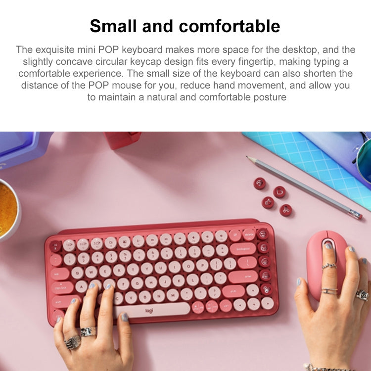 Logitech POP KEYS Round Button Bluetooth Mechanical Keyboard (Pink) - Wireless Keyboard by Logitech | Online Shopping UK | buy2fix