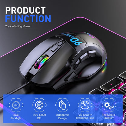 MKESPN X10 9-Buttons RGB Wired Macro Definition Gaming Mouse - Wired Mice by MKESPN | Online Shopping UK | buy2fix