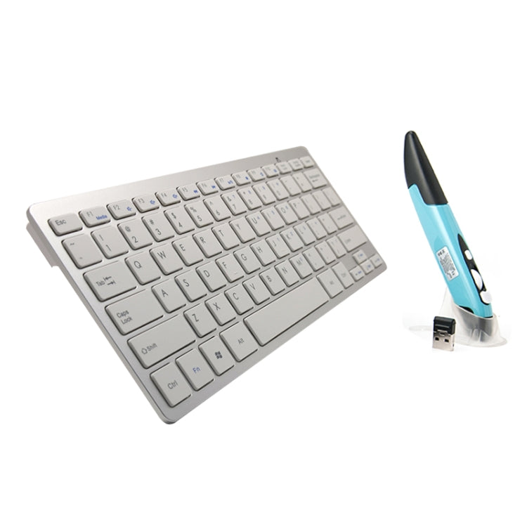 KM-808 2.4GHz Wireless Multimedia Keyboard + Wireless Optical Pen Mouse with USB Receiver Set for Computer PC Laptop, Random Pen Mouse Color Delivery(White) - Wireless Keyboard by buy2fix | Online Shopping UK | buy2fix