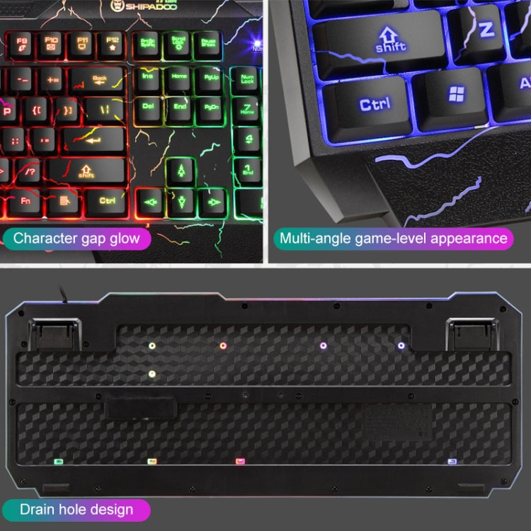 SHIPADOO D620 104-key Wired RGB Color Cracked Backlight Gaming Keyboard Mouse Kit for Laptop, PC - Wired Keyboard by SHIPADOO | Online Shopping UK | buy2fix
