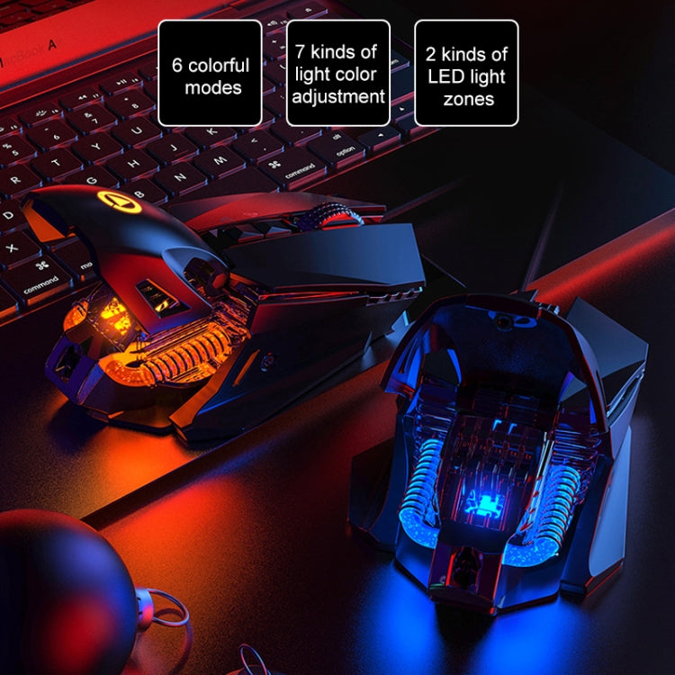 YINDIAO G10 7200DPI 7-modes Adjustable 7-keys RGB Light Wired Metal Mechanical Hard Core Macro Mouse, Style: Audio Version(Black) - Wired Mice by YINDIAO | Online Shopping UK | buy2fix