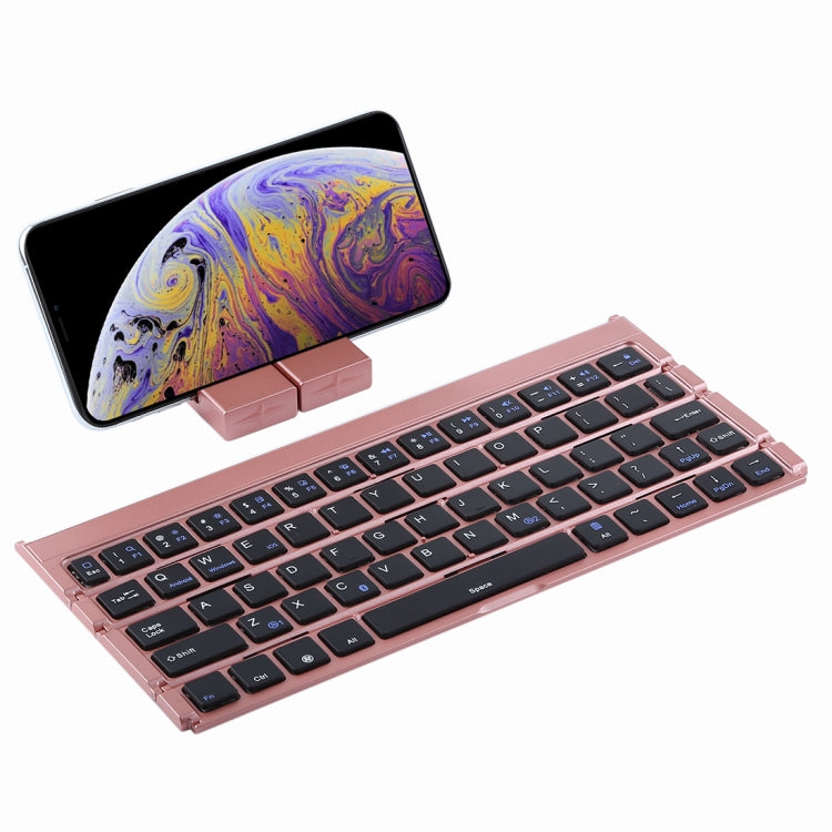 GK808 Ultra-thin Foldable Bluetooth V3.0 Keyboard, Built-in Holder, Support Android / iOS / Windows System(Rose Gold) - Wireless Keyboard by buy2fix | Online Shopping UK | buy2fix